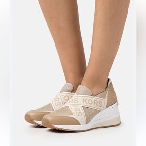 MICHAEL Michael Kors Gold and White Slip-On Sneakers